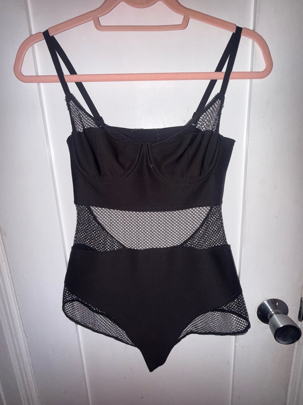 DKNY black fishnet bodysuit never worn